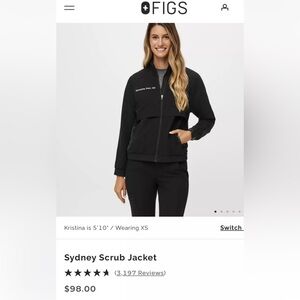 Figs Black Sydney Scrub Jacket